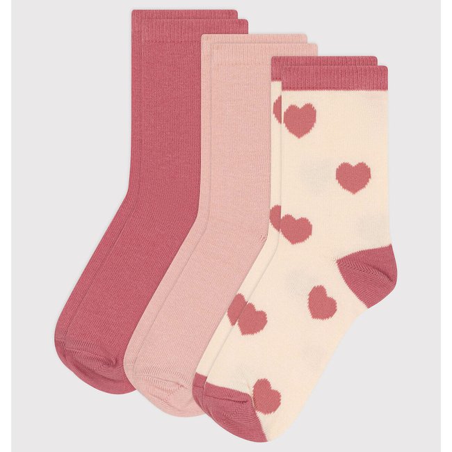 Confezione da 3 paia di calze alte ecru + rosa PETIT BATEAU