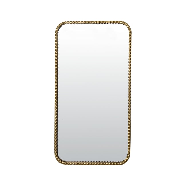 Miroir métal rectangulaire perles 50x90cm Couleur or <span itemprop=