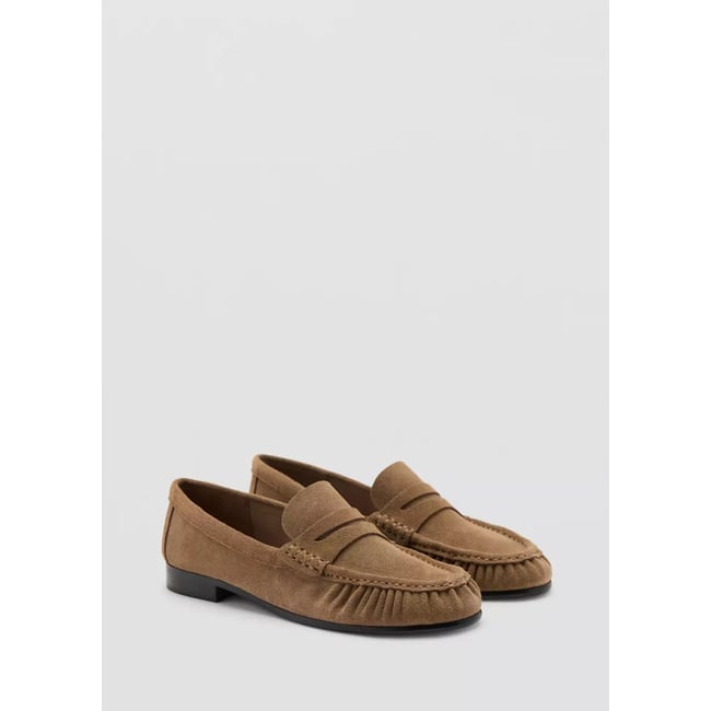Mocassins cuir détail en forme de masque sable <span itemprop=