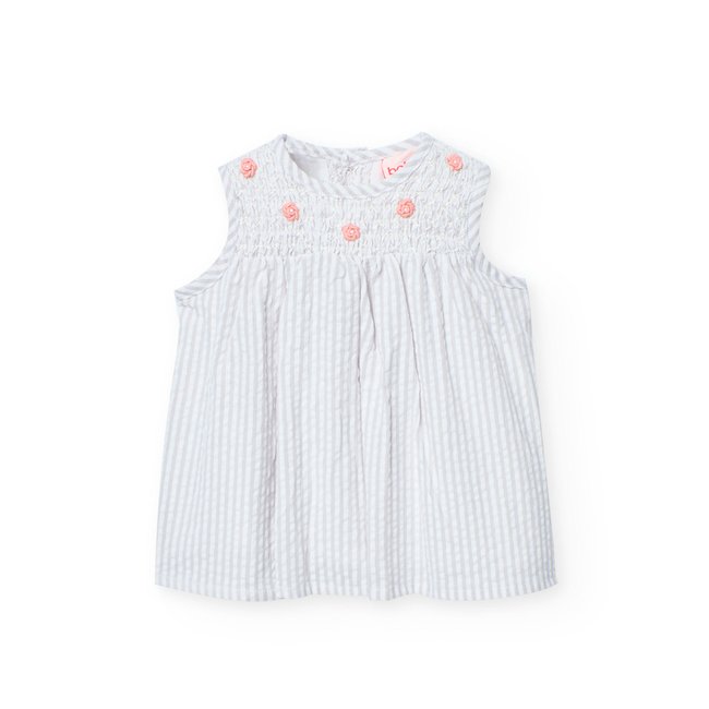 Robe en coton avec imprimé rayures gris <span itemprop=