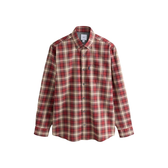 Chemise oxford standard boutonnée rouge à carreaux <span itemprop=