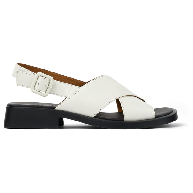 Sandales en cuir ultrasouple Dana blanc naturel <span itemprop=