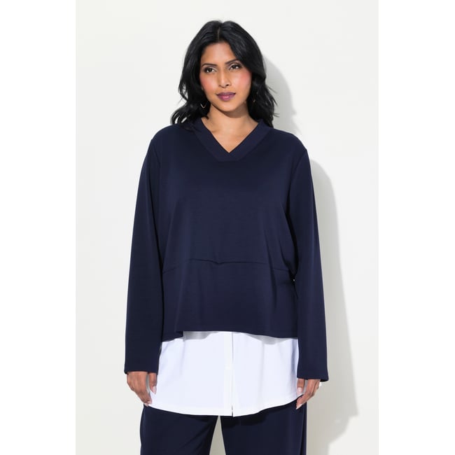 Sweat-shirt, col en V et manches longues - ULLA POPKEN