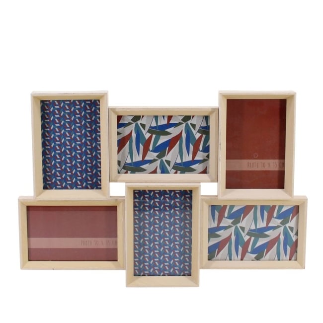 Cadre multivues 6 photos en bois 45x31cm Couleur naturel <span itemprop=
