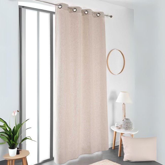 Rideau esprit naturel à galon fronceur beige <span itemprop=