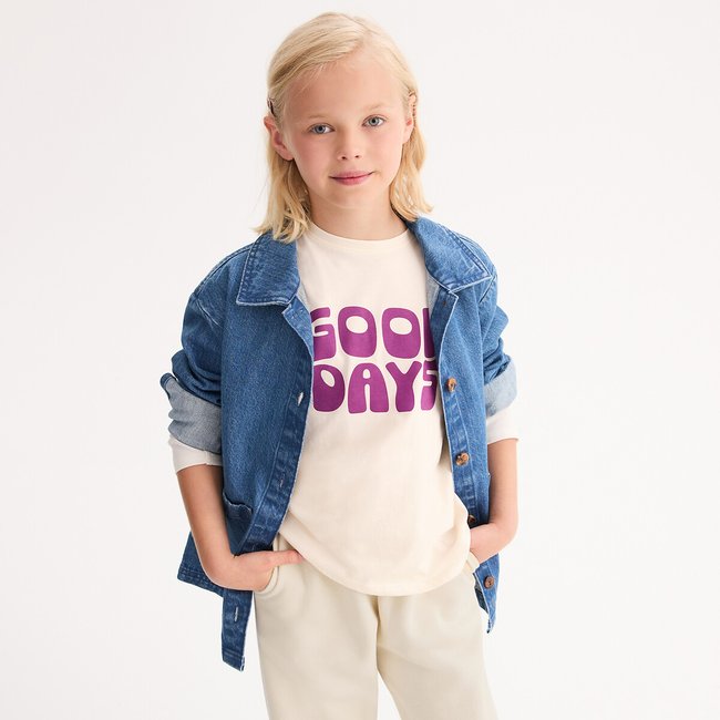 T-shirt maniche lunghe con scritta ecru LA REDOUTE COLLECTIONS