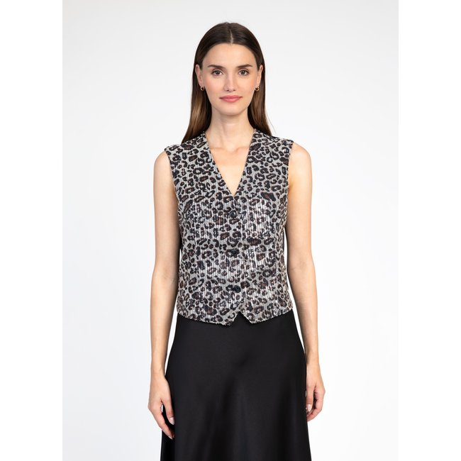 GILET AMADEA leopard animal <span itemprop=