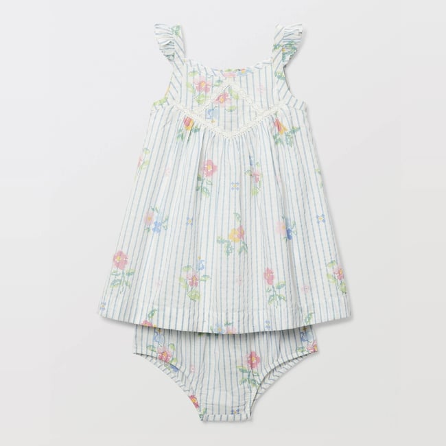 Robe avec bloomer à carreaux imprimé en coton naturel <span itemprop=