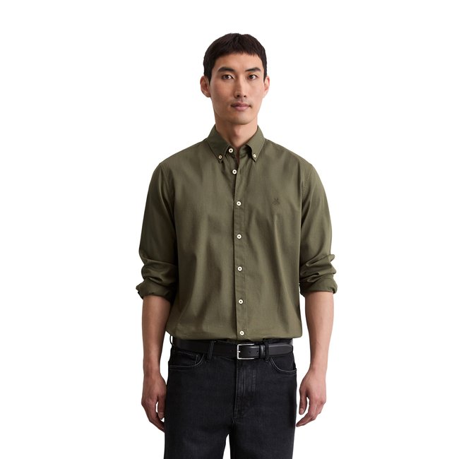Chemise regular en coton bio vert foncé <span itemprop=