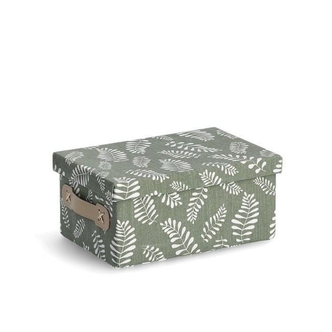 Boîte rangement tissu imprimé Couleur vert <span itemprop=