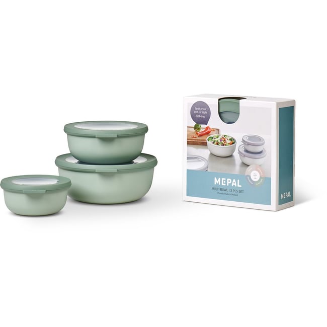 Boîte hermétique 3 pcs Cirqula rond Nordic Sage sauge <span itemprop=