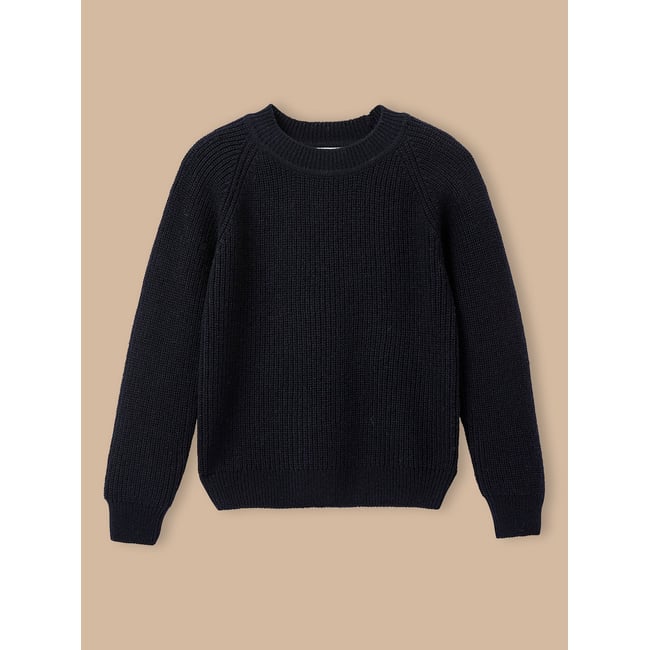 Pull en laine marine <span itemprop=