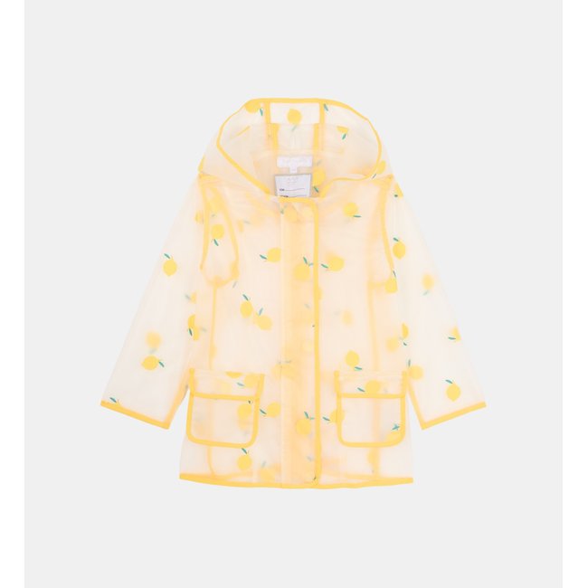 Parka Transparente Alioxa Capuche Citrons Déperlante écru et jaune <span itemprop=