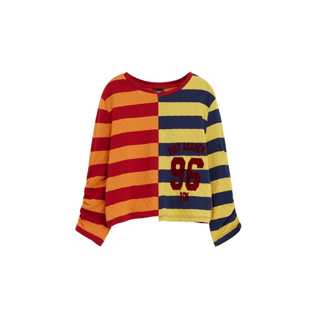T-shirt moulant à rayures rouge <span itemprop=