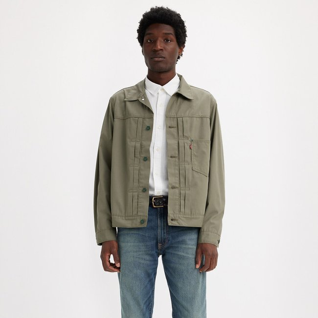 Veste trucker type 1 vert kaki <span itemprop=