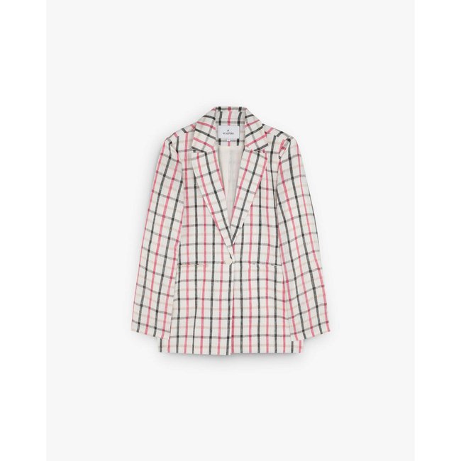 Blazer vichy black/pink <span itemprop=