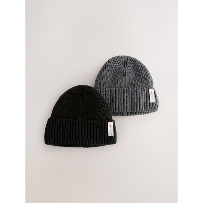 Bonnet thinsulate, lot de 2 noir / gris anthracite <span itemprop=