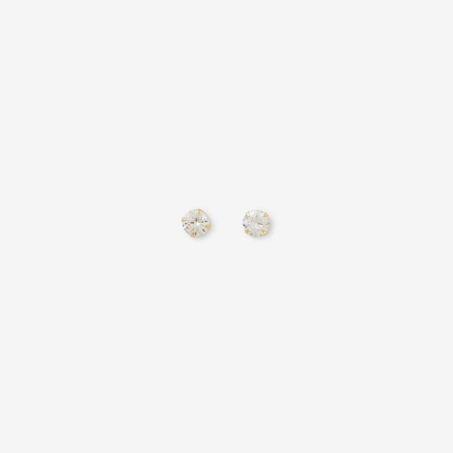 Puces d'oreilles zircon 6 mm - argent 925 doré v019843 <span itemprop=