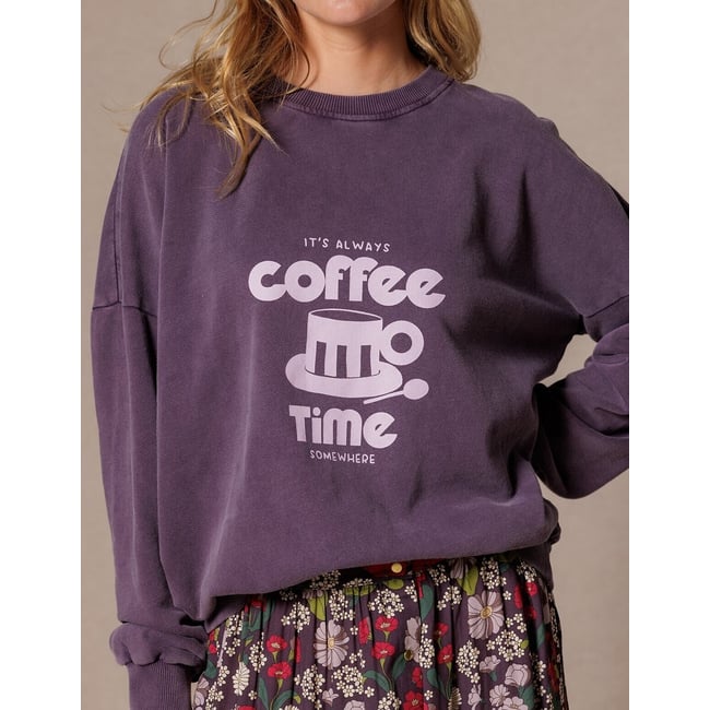 Sweat de gola redonda com mensagem, NIYA malva mesclado <span itemprop=