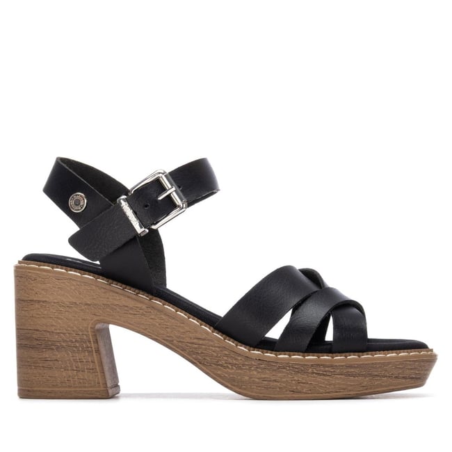Sandale Talon Décontractée Boucle noir <span itemprop=