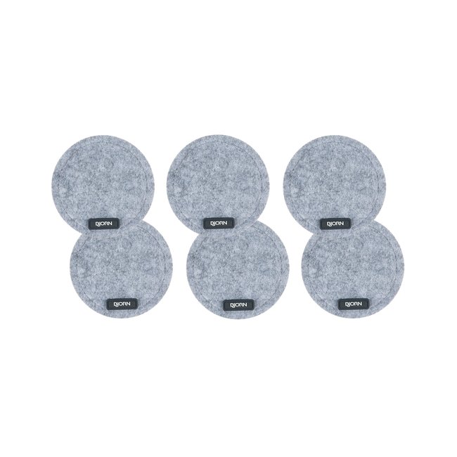 Sous-verre rond - 6 pièces - Feutre recyclé gris Couleur gris <span itemprop=