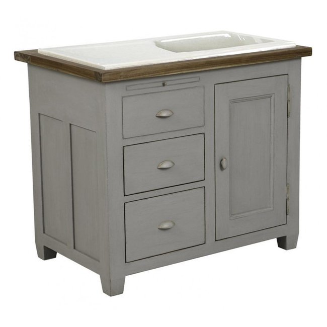 Evier 1 bac et 1 égouttoir pour meuble bmv1 Couleur beige <span itemprop=