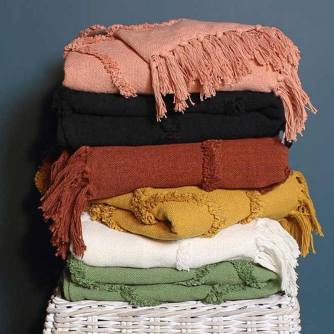 Jakarta Cotton Tufted Design Throw, pecan, FURN.