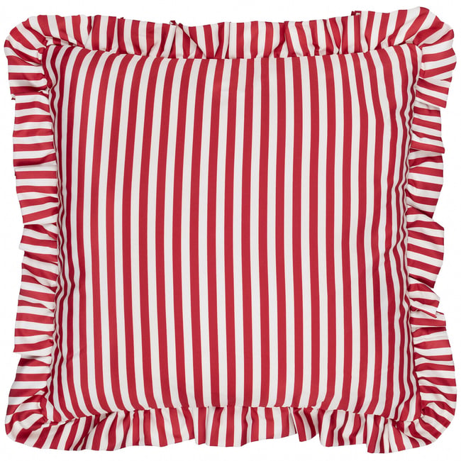 Millie Ruffle Striped Outdoor Cushion, red, WYLDER NATURE