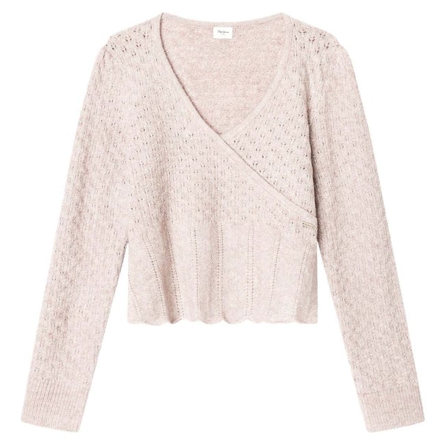 Pull Ajouré Col V violette de raisin <span itemprop=