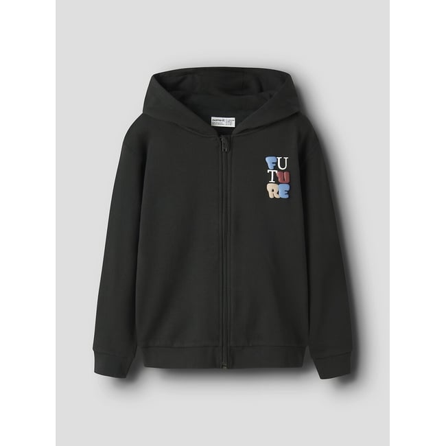 Felpa con cappuccio e zip nero  NAME IT