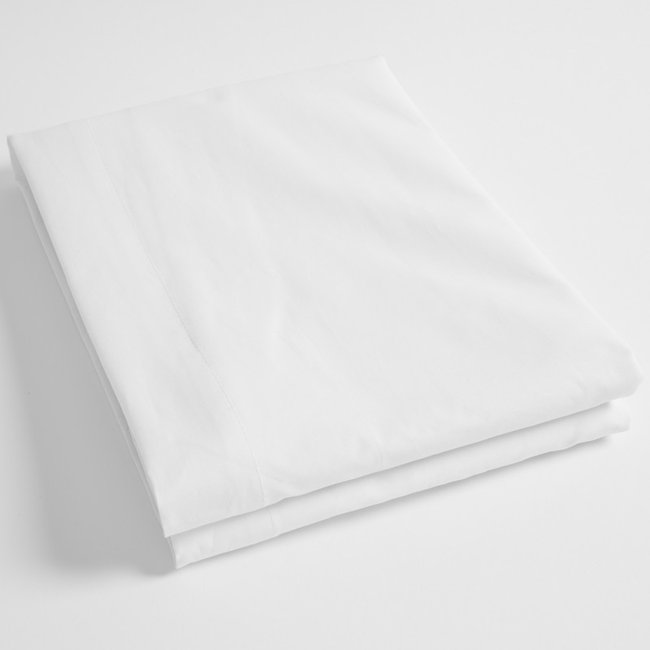 Drap Plat Blanc en Coton blanc <span itemprop=