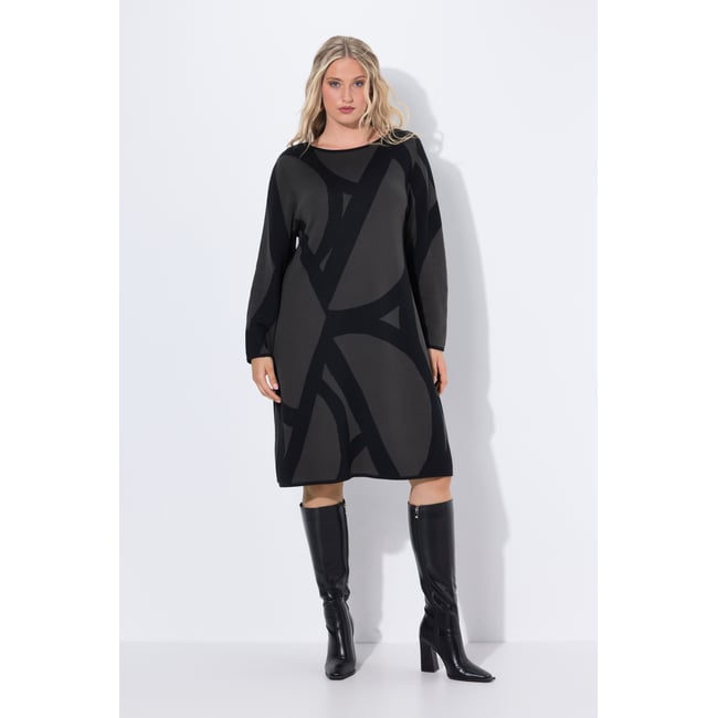 Robe en maille à encolure bateau gris kaki <span itemprop=
