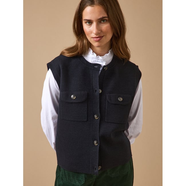 Gilet sans manches maille milano encre <span itemprop=