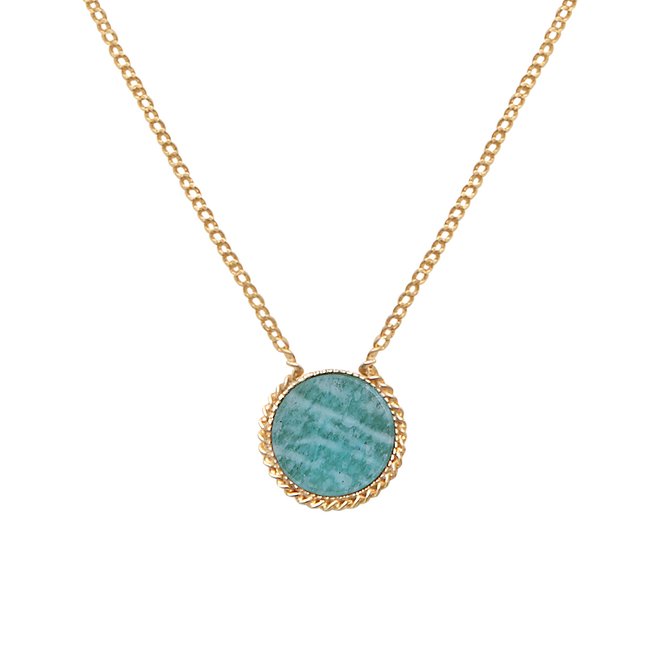 Collier amazonite doré - lady bleu <span itemprop=