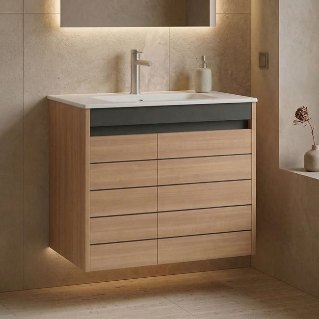 Шкафчик с раковиной для ванной, Ricato / Рикато ореховый SO'HOME