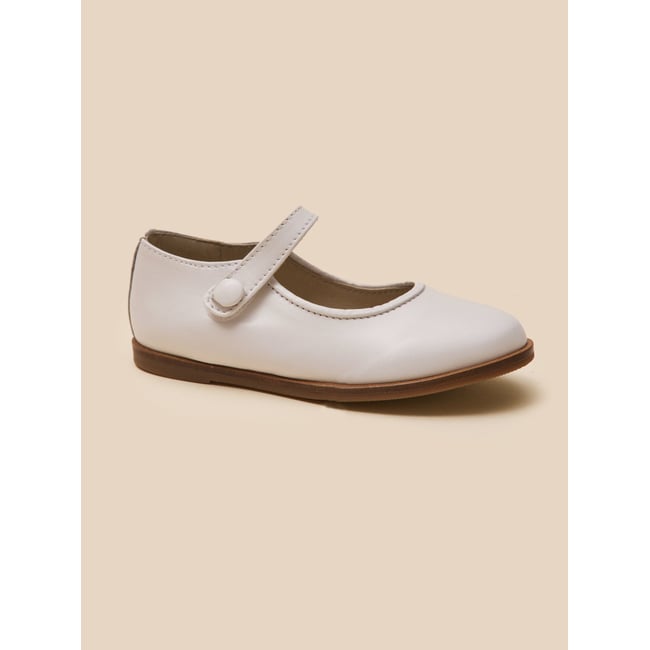 Babies en cuir irisé blanc casse <span itemprop=
