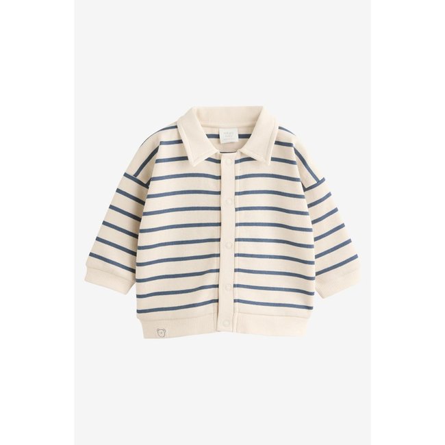 Veste bébé en jersey bleu marine / blanc <span itemprop=