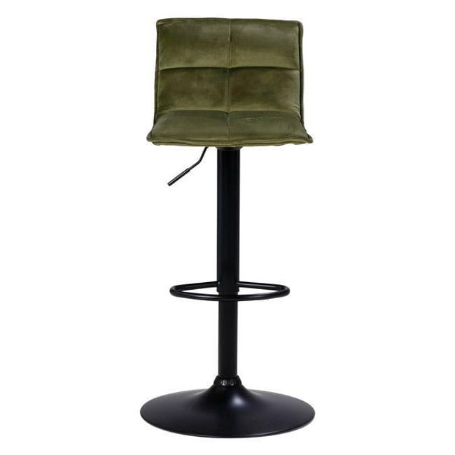 Tabouret de bar en velours  réglable Jordi Couleur vert olive <span itemprop=
