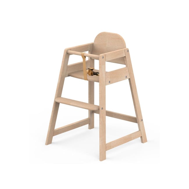 Emma - Chaise haute empilable en bois beige <span itemprop=