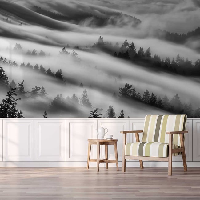 Papier peint brume du matin Couleur intissé <span itemprop=