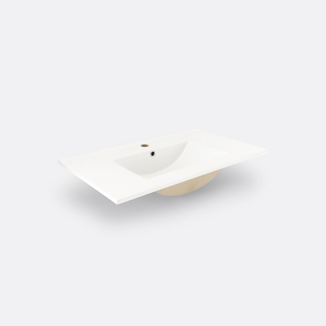 Plan vasque en céramique L80 cm, Jaly Couleur blanc <span itemprop=