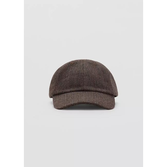 Casquette drap de laine à chevron marron <span itemprop=