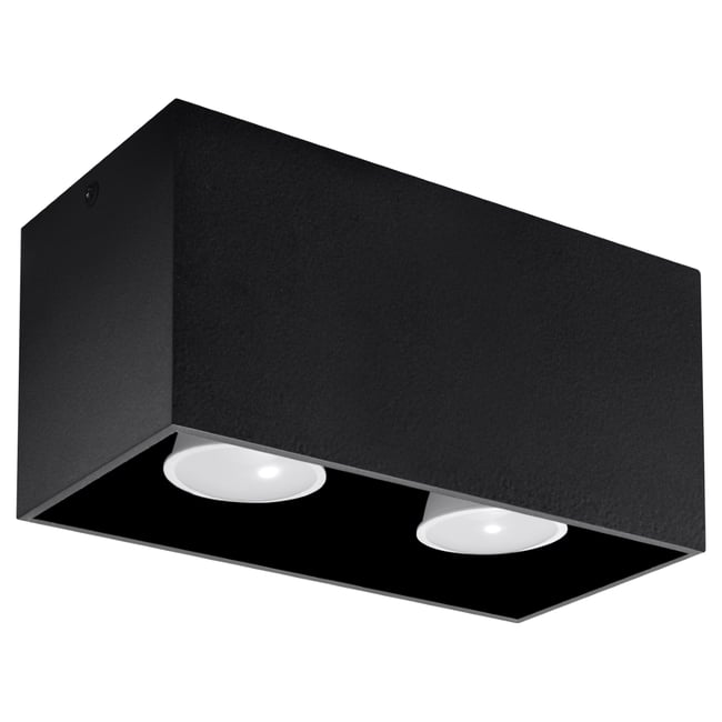 Plafonnier Aluminium Noir GU10 2 Quad Couleur noir <span itemprop=