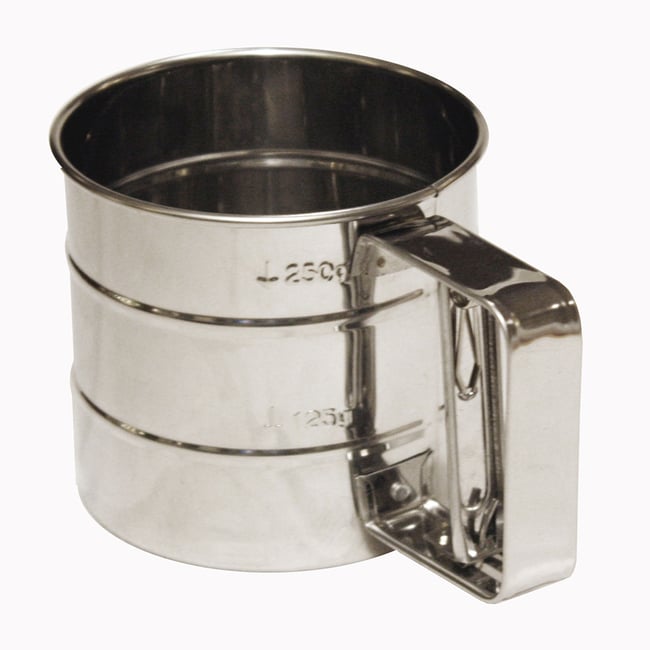 Tamis à farine 10,5 x 9,5 cm acier inoxydable argent / métallique <span itemprop=