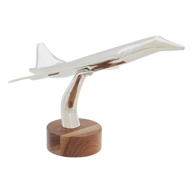 Avion déco en aluminium JOHAN Couleur argent <span itemprop=