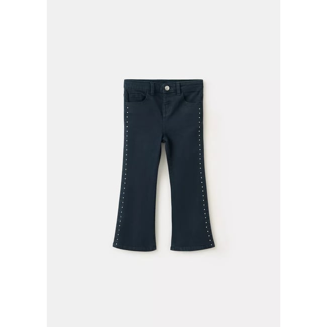 Jean flare clouté bleu marine <span itemprop=
