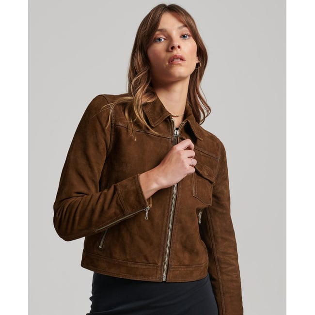 Veste en daim Desert marron châtaigne <span itemprop=
