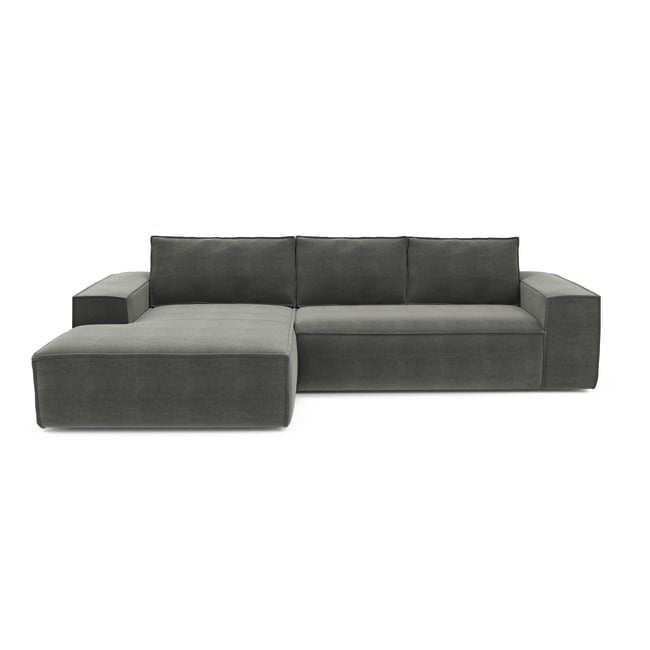 Canapé convertible angle gauche 5 places en velours JOAN - SIA HOME