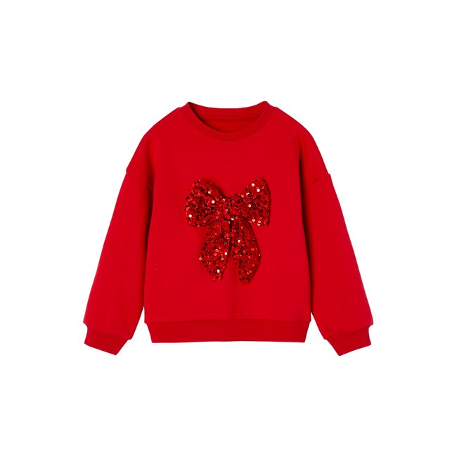 Sweat Noël noeud en sequins - VERTBAUDET
