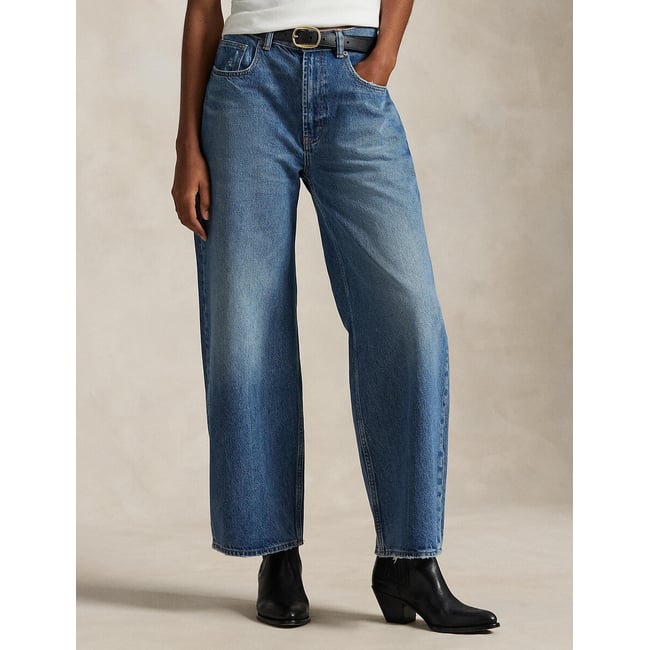 Jean large denim délavé <span itemprop=